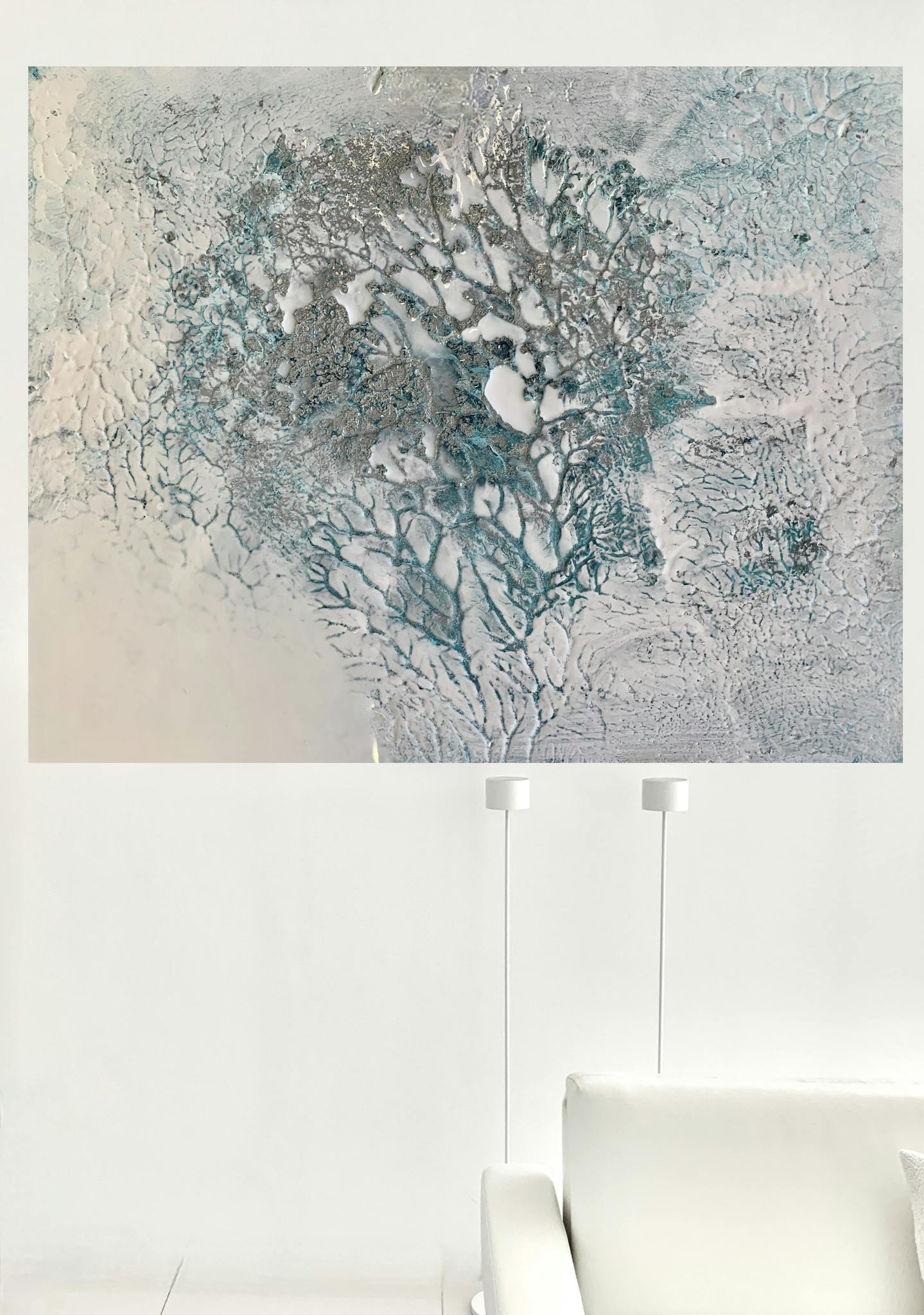 Stylish modern interior featuring abstract art and minimalist decor for elegant living.